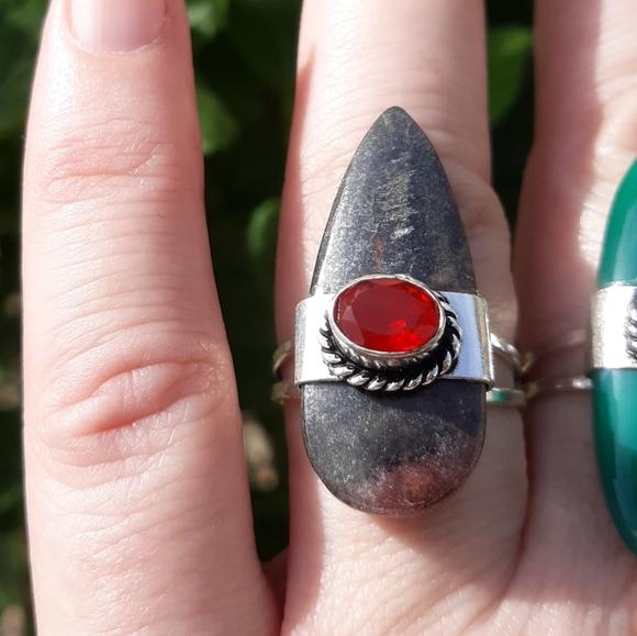 ***Bundle Sale*** New 2 Ring Jasper, Garnet, Agate Silver Rings. - Picture 5 of 8